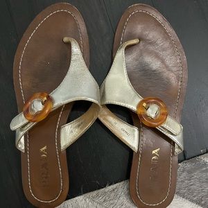 Prada gold thong sandals. Size 7